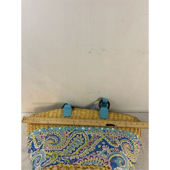 Vera Bradley straw beach shoulder bag Capri Blue - Picture 9 of 11